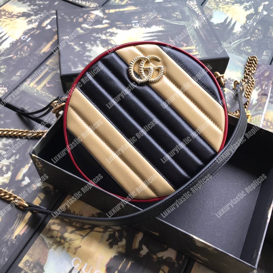 G*u*i gg marmont mini round shoulder bag beige black