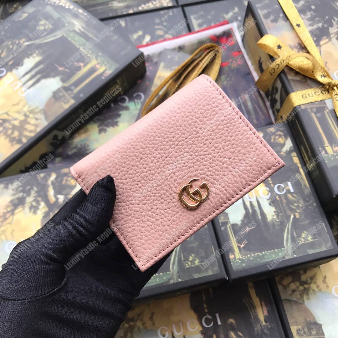 G*u*i leather card case wallet light pink