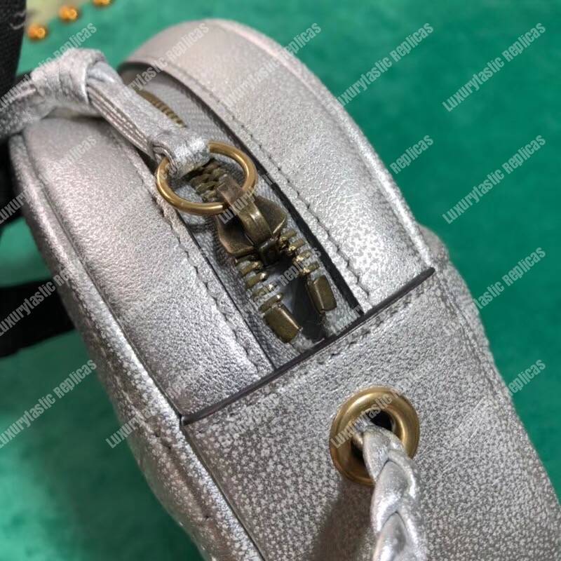 G*u*i laminated leather mini bag silver