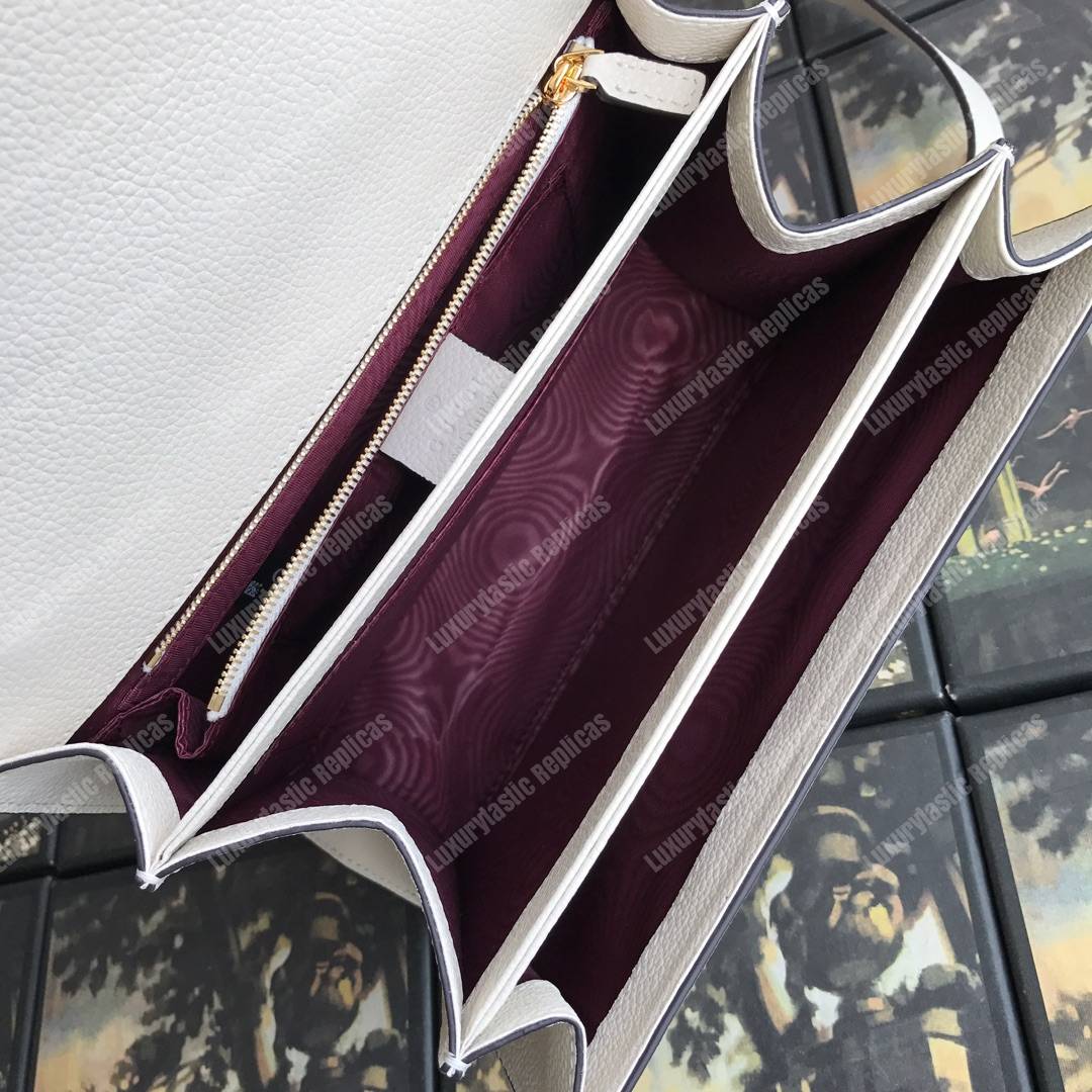 G*u*i zumi grainy leather small shoulder bag white