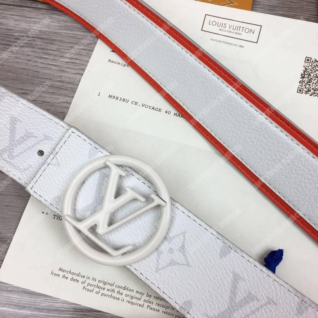 LV Circle 40mm Reversible Belt White