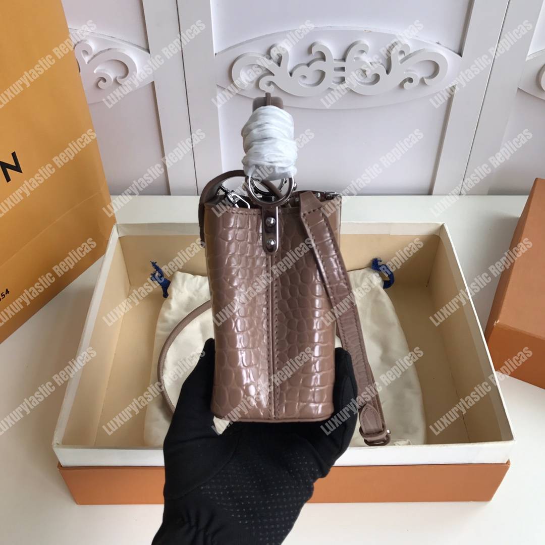 LV Capucines Mini Crocodilien Mat Taupe