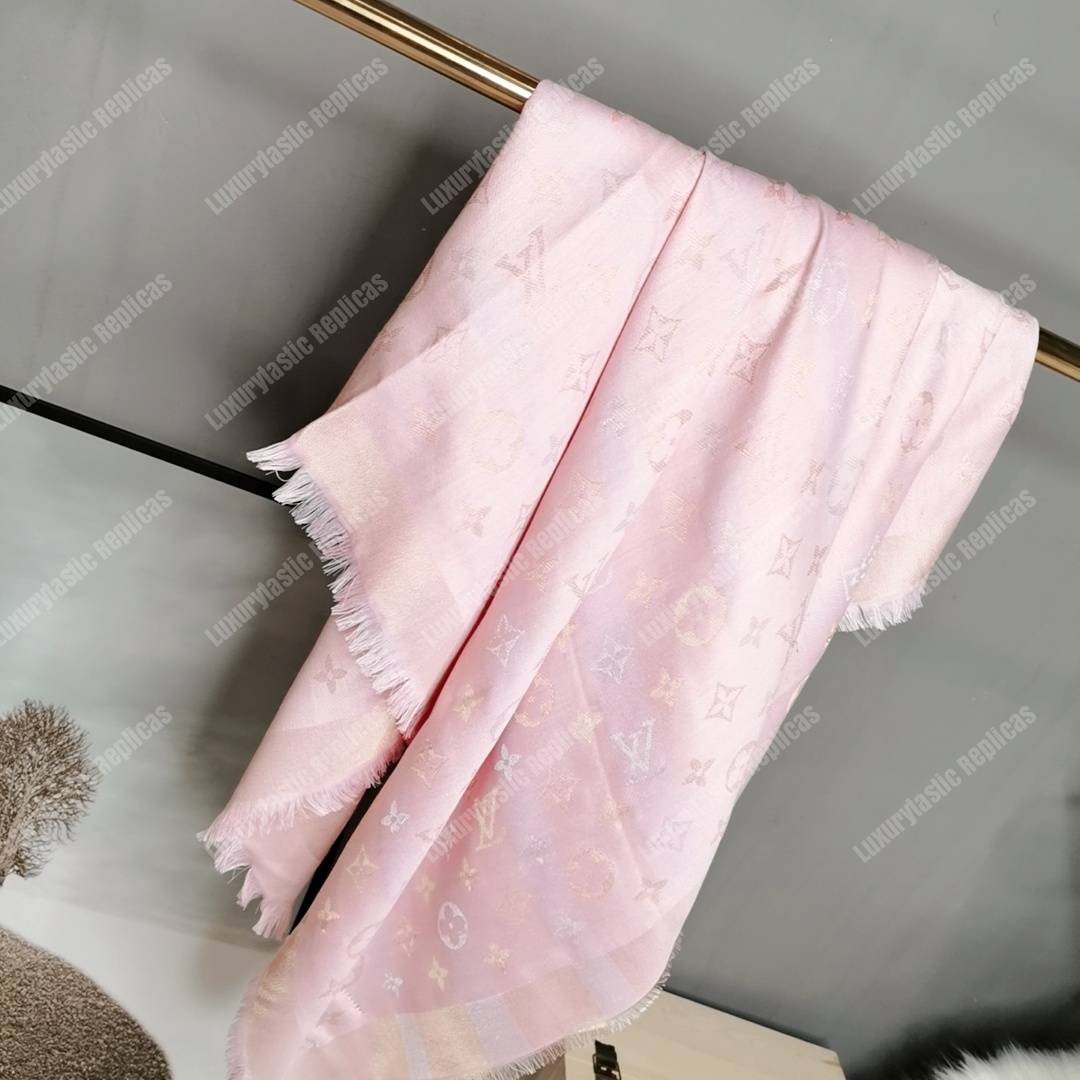 LV Monogram Shine Shawl Rose Velours