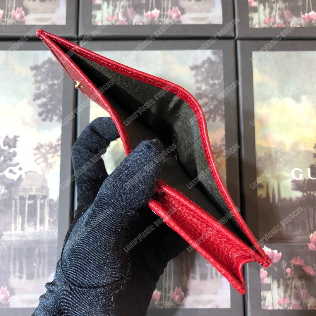 G*u*i leather card case hibiscus red