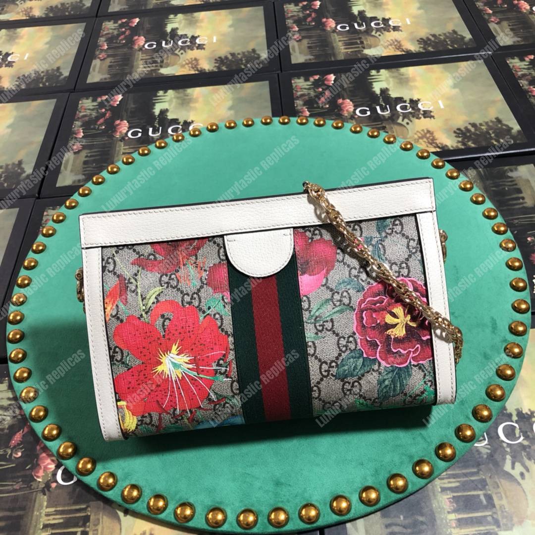 G*u*i ophidia gg flora small shoulder bag white