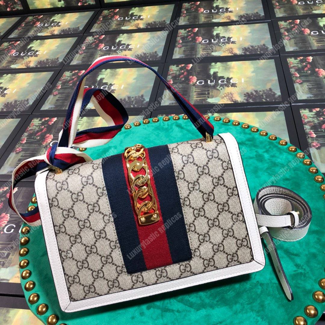 G*u*i gg sup*e canvas sylvie small shoulder bag white