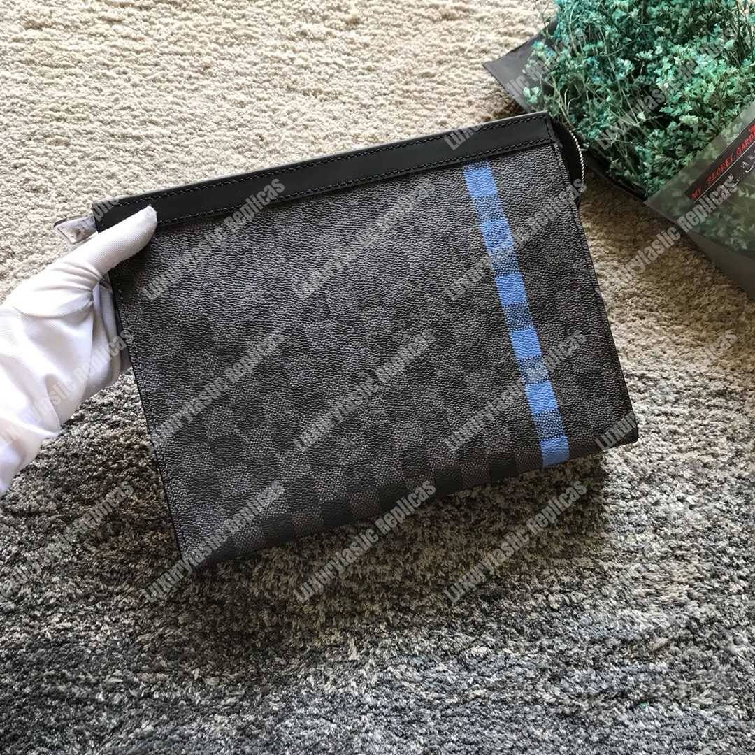 LV Pochette Voyage MM Damier Graphite Stripe Blue
