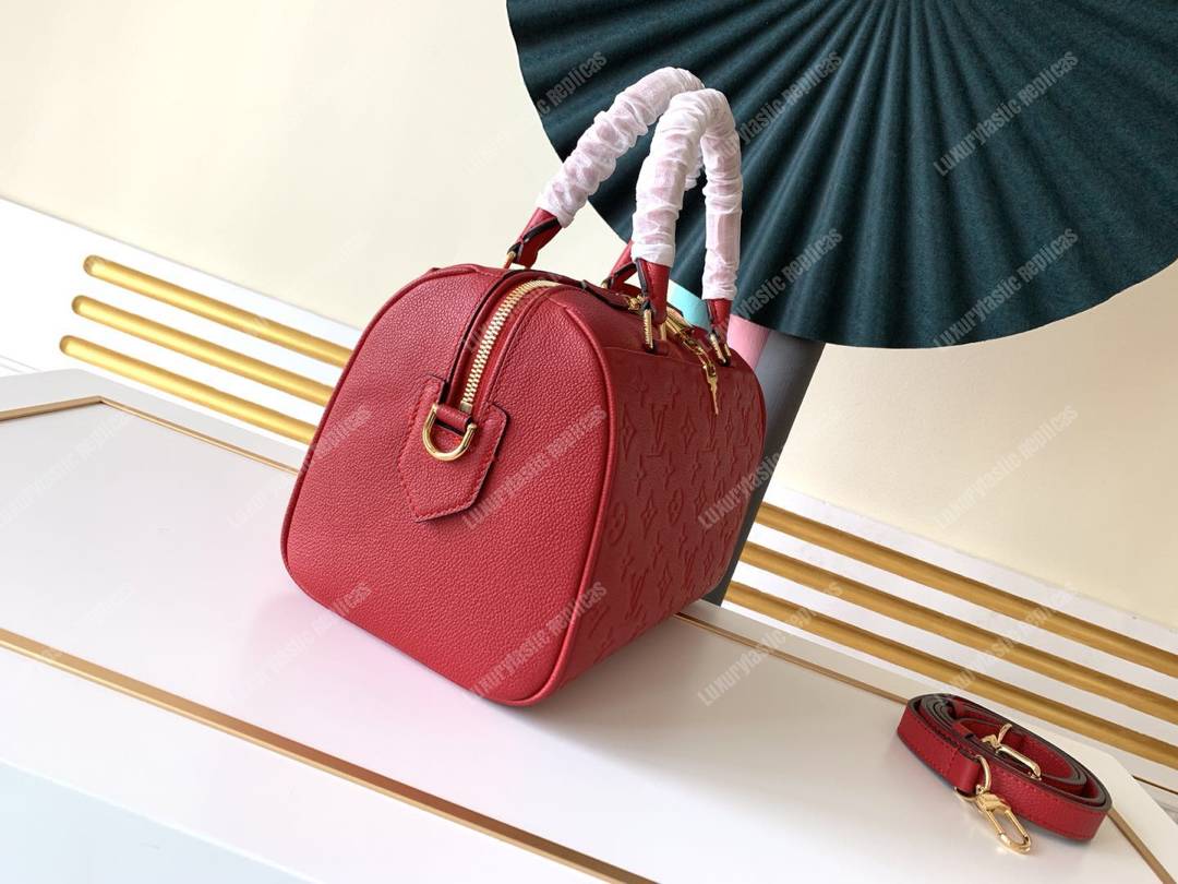 LV Speedy Bandouliere 25 Monogram Empreinte Leather Scarlet