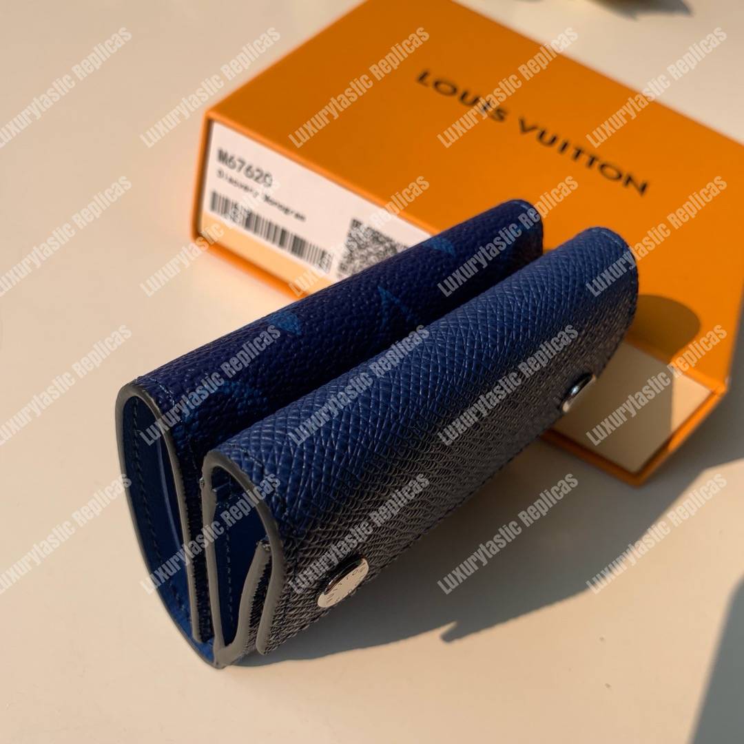 LV Discovery Compact Wallet K45 Taiga Monogram Cobalt