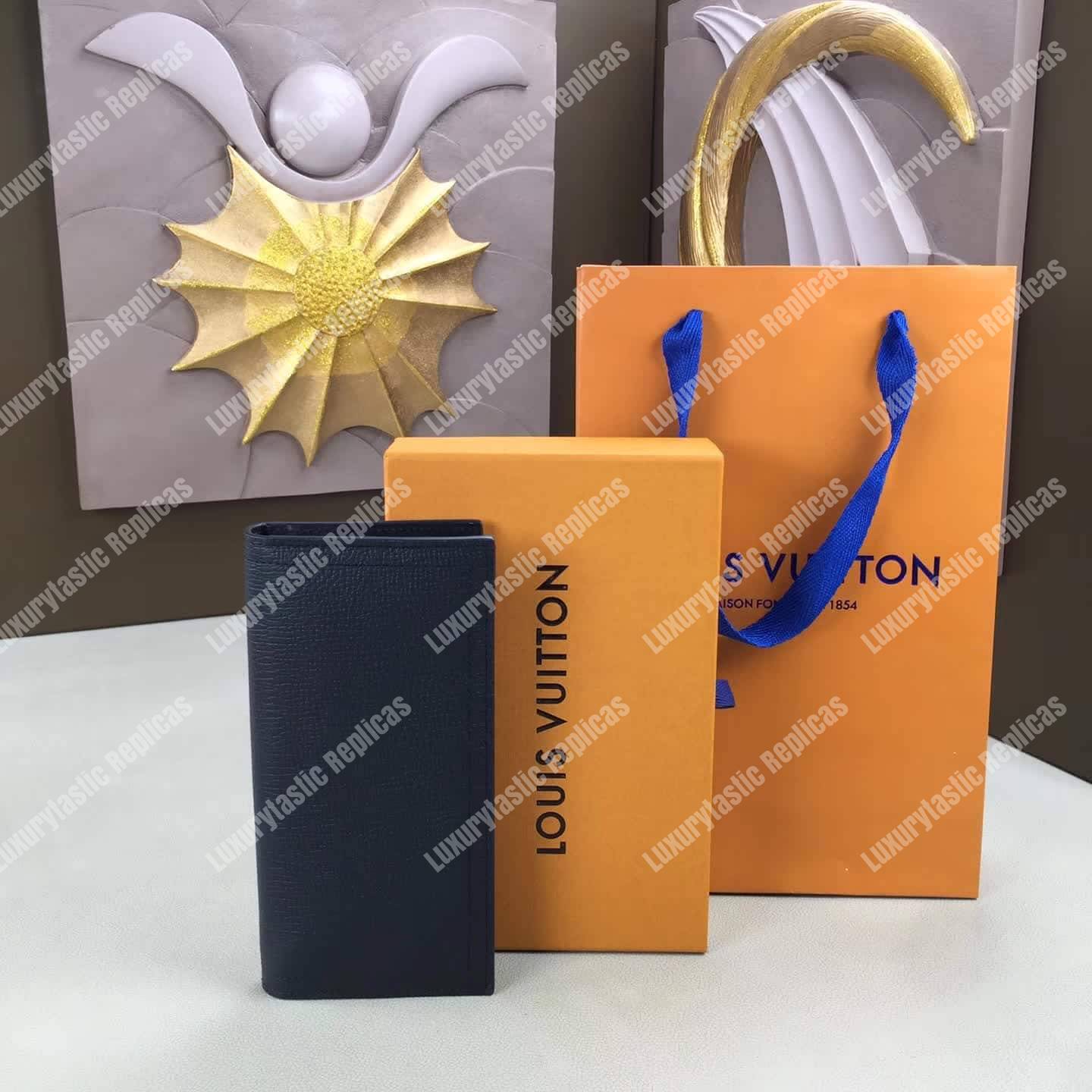 LV Long Coin Wallet Utah Leather Bleu Marine