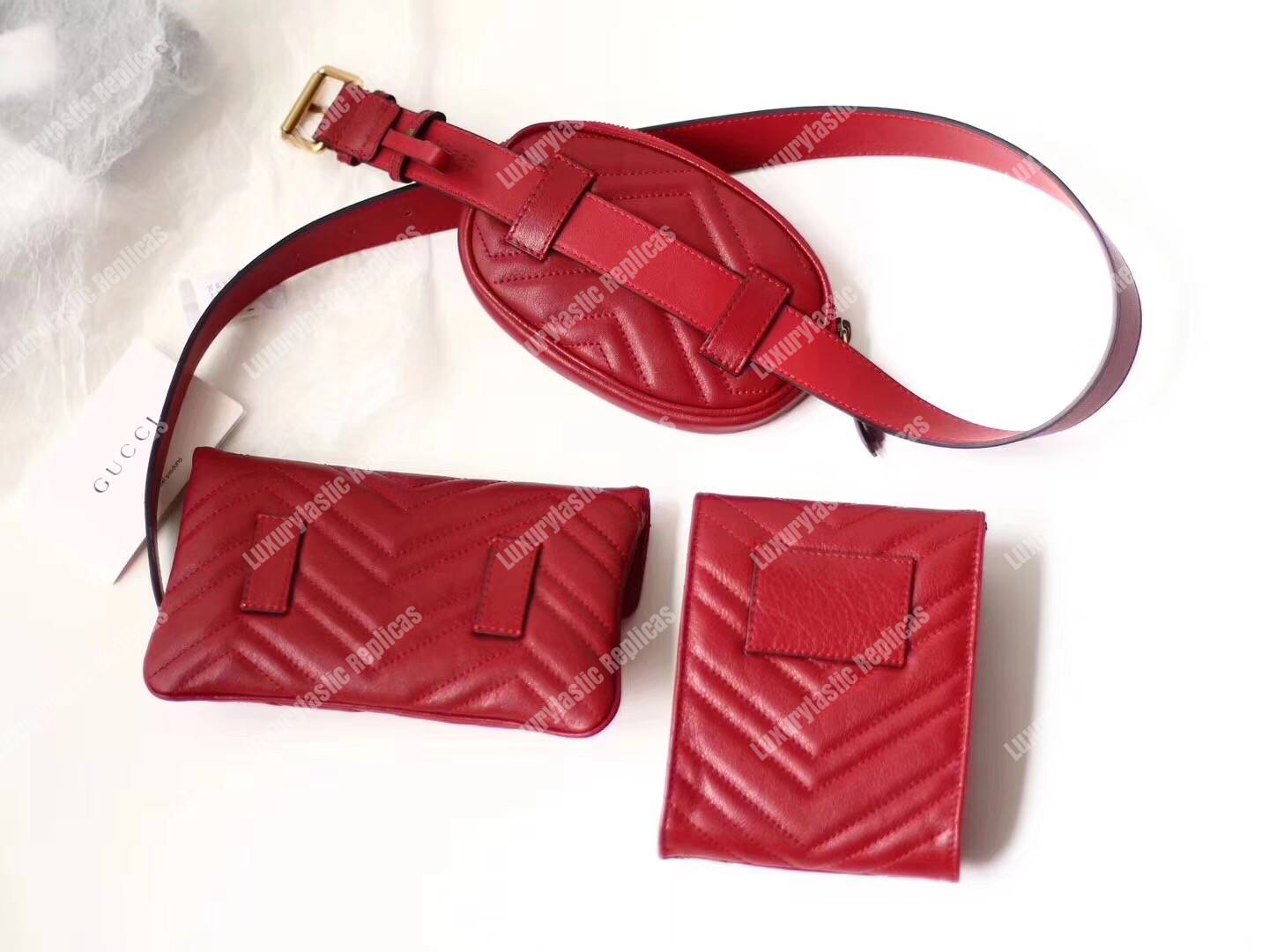 G*u*i gg marmont matelassé belt bag red
