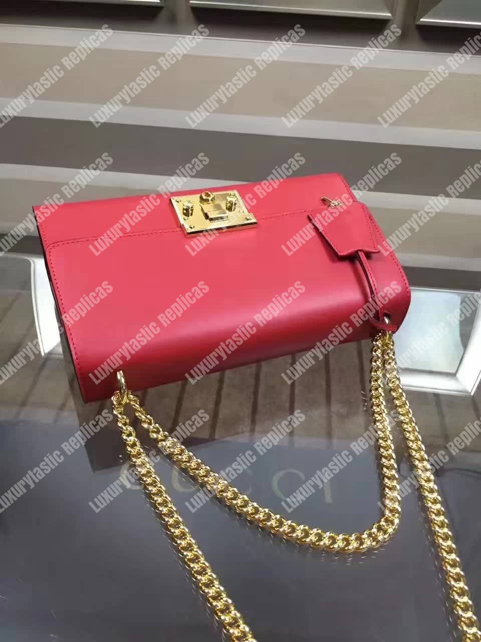G*u*i padlock leather shoulder bag red