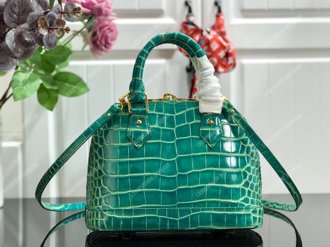 LV Alma BB Crocodilien Brillant Bleu Canard Blue