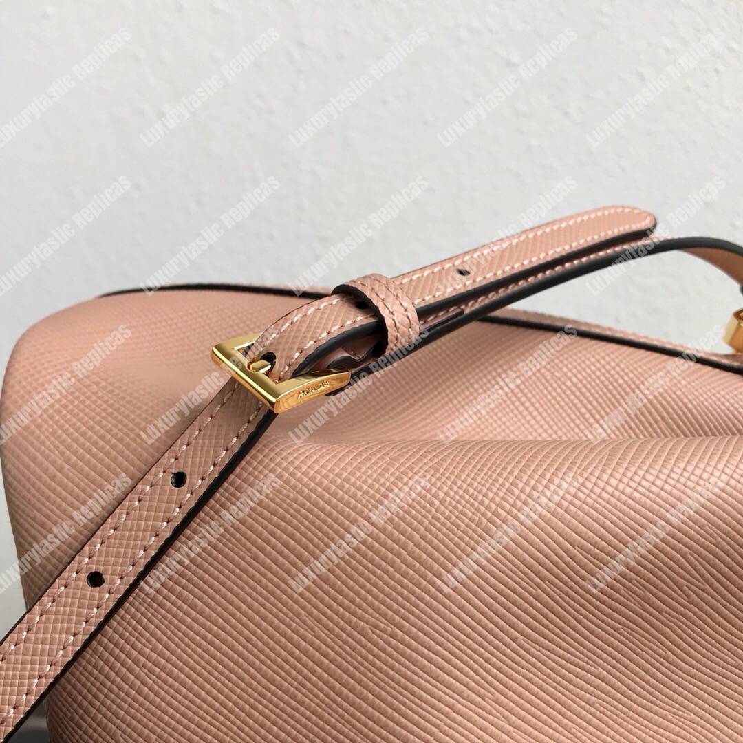 Pra*a saffiano leather bucket bag beige