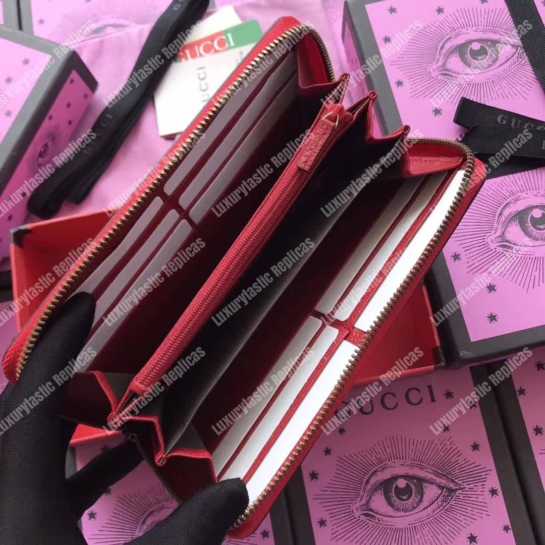 G*u*i print leather zip around wallet red