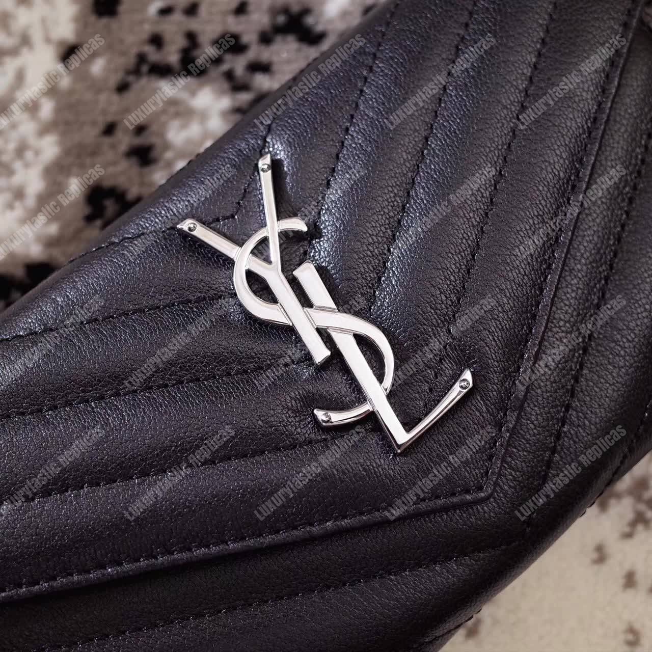 Saint Laurent Monogram Large Flap Wallet Black De Poudre