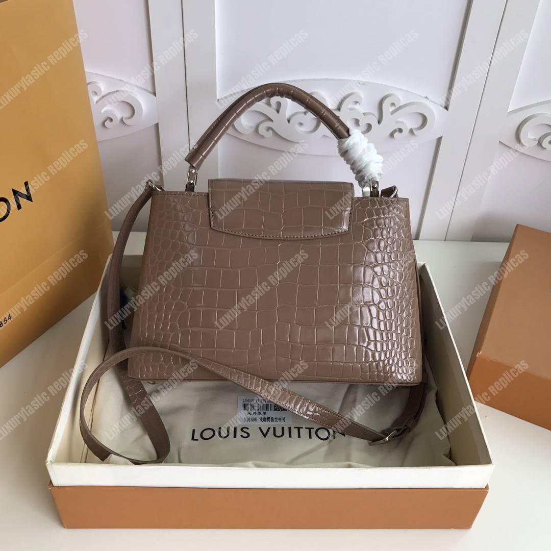 LV Capuccines PM Crocodilien Mat Taupe