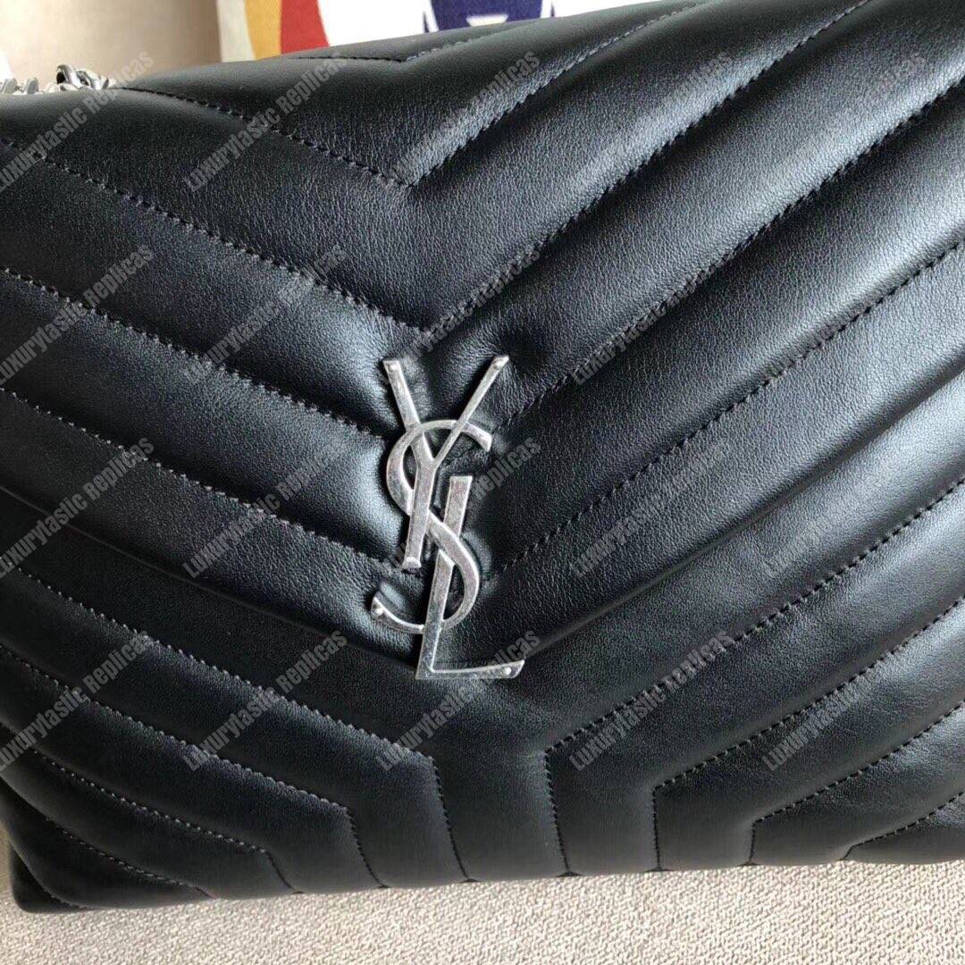 Saint Laurent LouLou Medium in Metelasse “Y” Leather Black