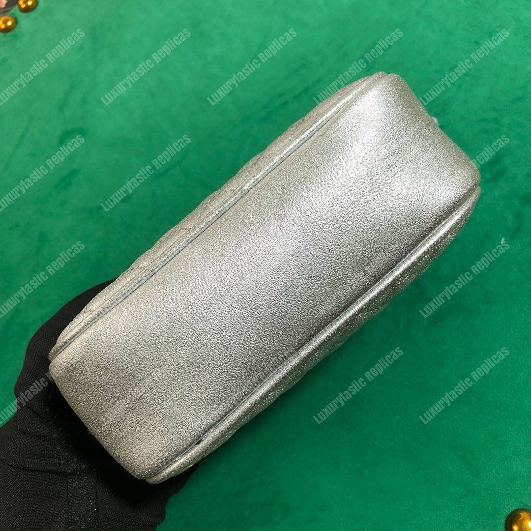 G*u*i mini laminated leather bag silver