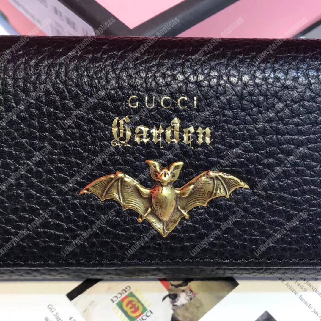 G*u*i garden leather key case black with bat