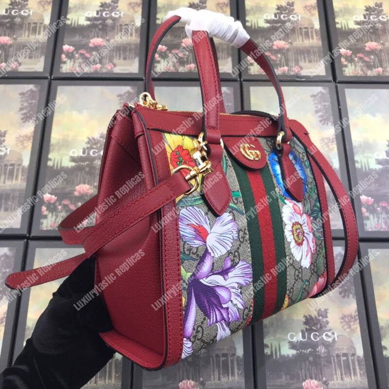 G*u*i ophidia gg flora small tote bag red