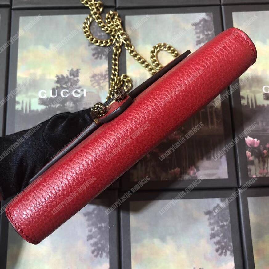 G*u*i calfskin garden dionysus chain wallet red with bat