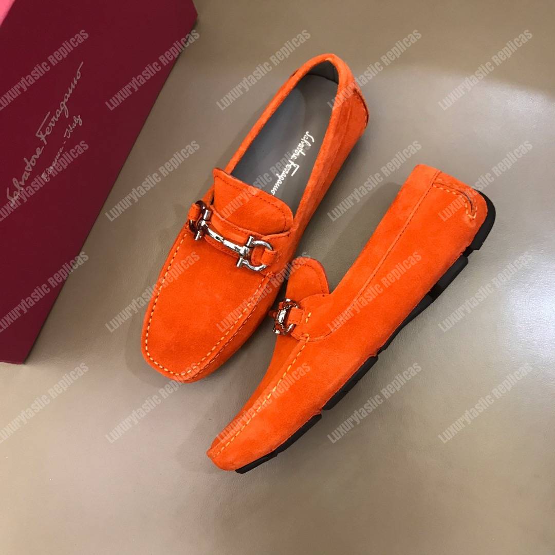 Salvatore Ferragamo Gancini Driving Shoe Orange