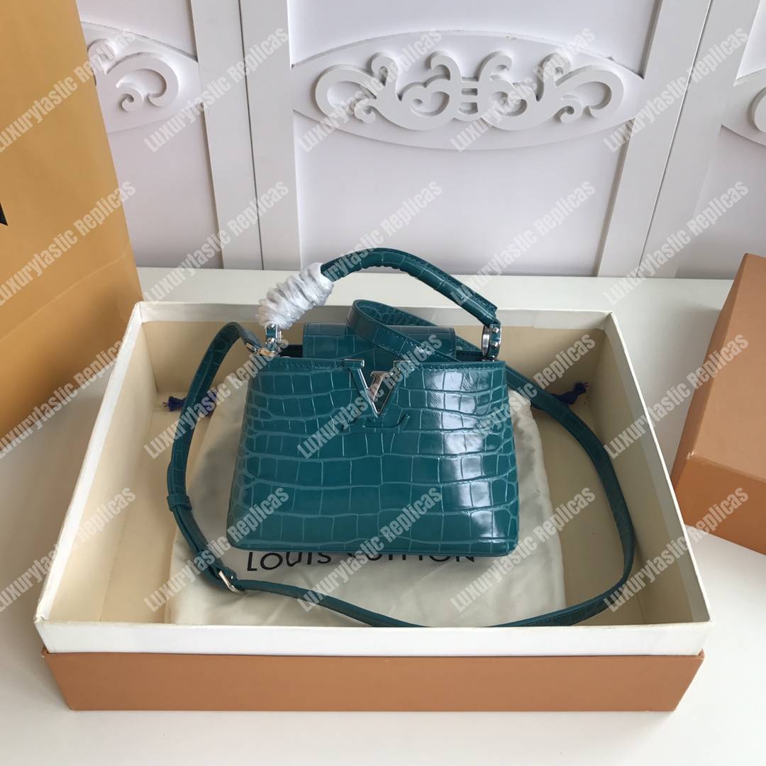 LV Capucines Mini Crocodilien Mat Cactus