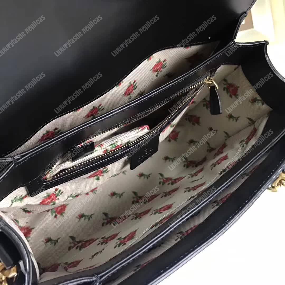 G*u*i gg marmont stylish striped canvas bag black