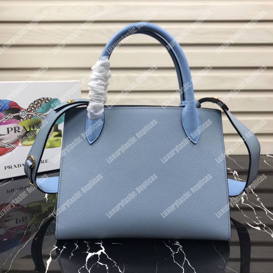 Pra*a monochrome saffiano leather bag light blue