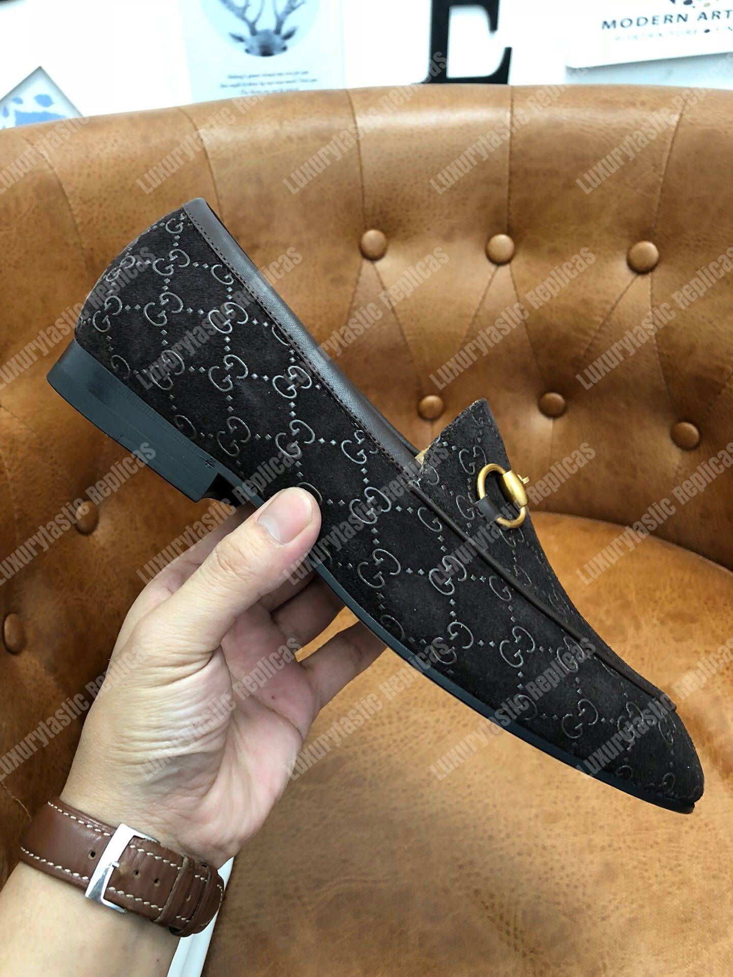 G*u*i jordaan gg velvet loafer brown