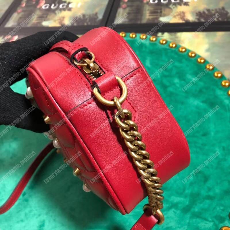 G*u*i gg marmont small matelassé shoulder bag with pearls red