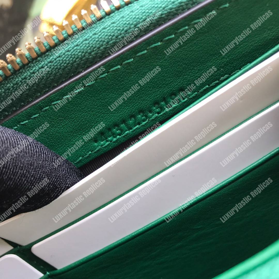 G*u*i gg marmont zip around wallet chevron green