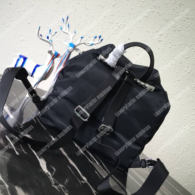 Pra*a black nylon backpack red