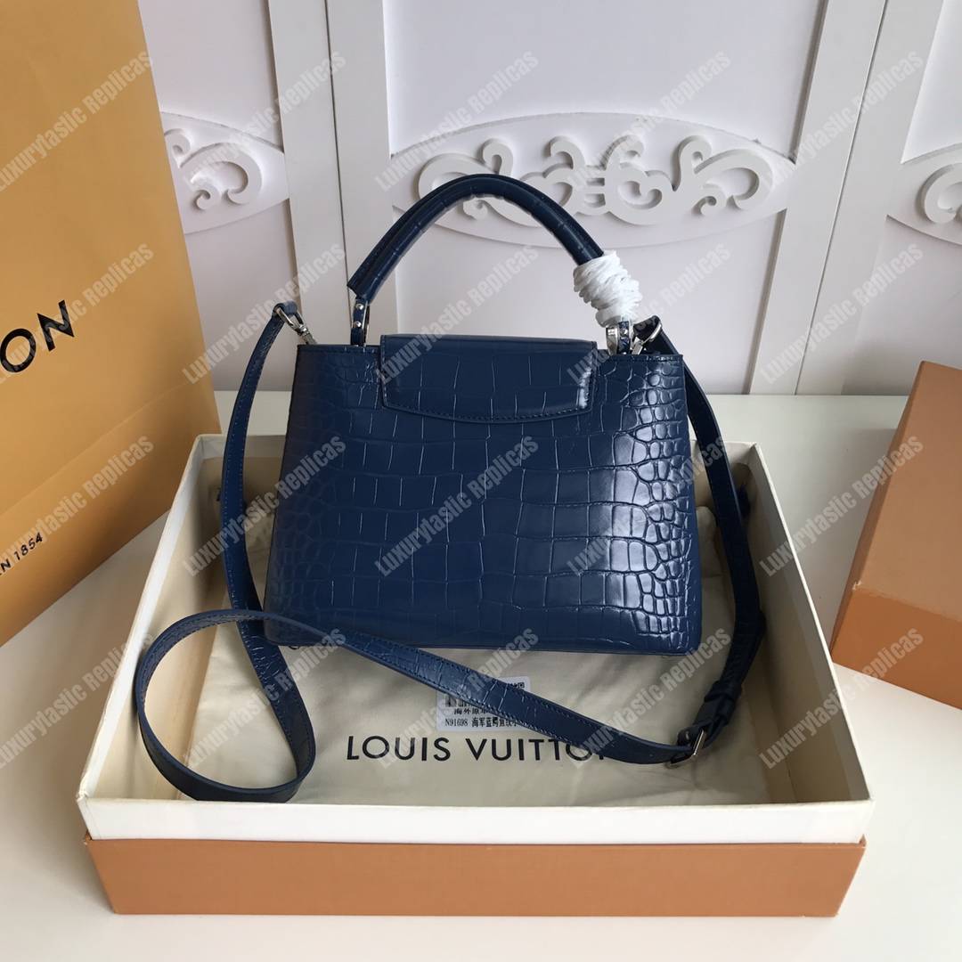LV Capucines Mini Crocodilien Brillant Bleu ocean