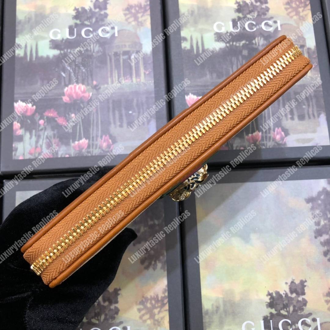 G*u*i rajah zip around wallet beige vintage canvas