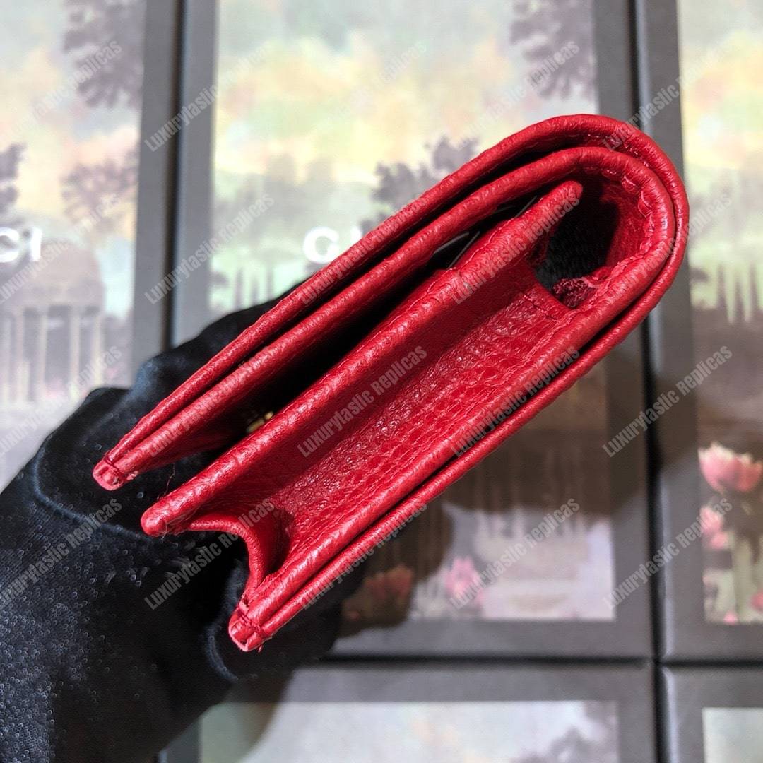 G*u*i leather card case hibiscus red