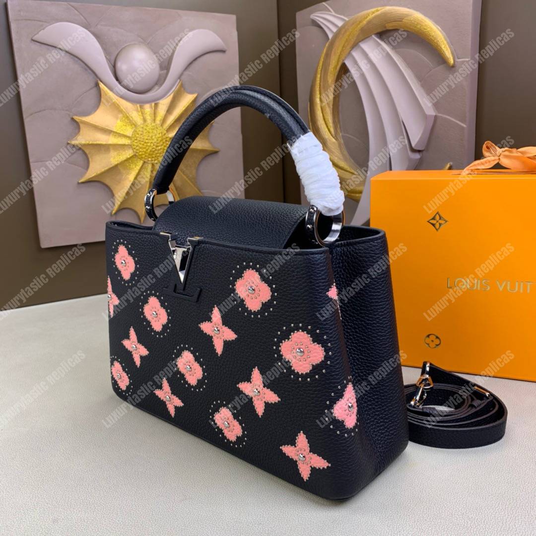LV Capucines PM Taurillon Leather Monogram Flowers allover Black
