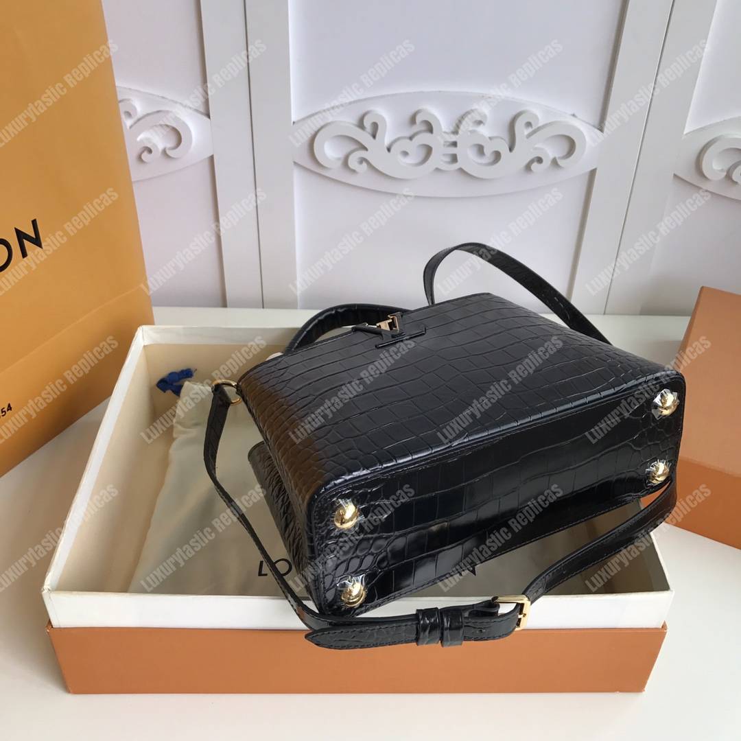 LV Capucines Mini Crocodilien Mat Black