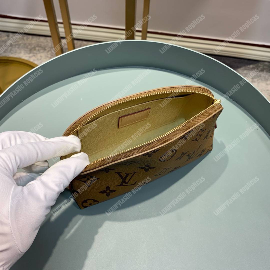 LV Cosmetic Pouch PM Monogram Caramel