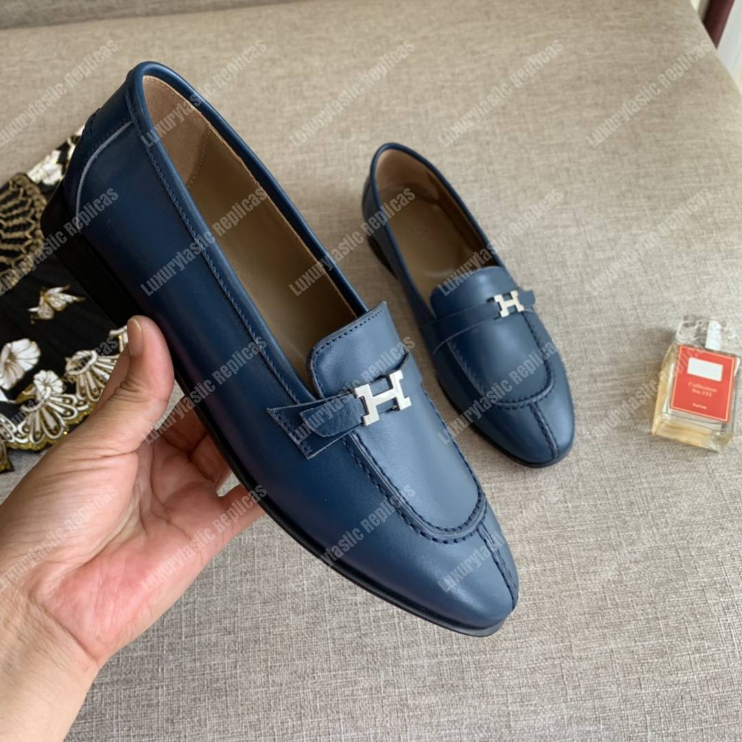 H**mes h buckle loafer bleu maritime