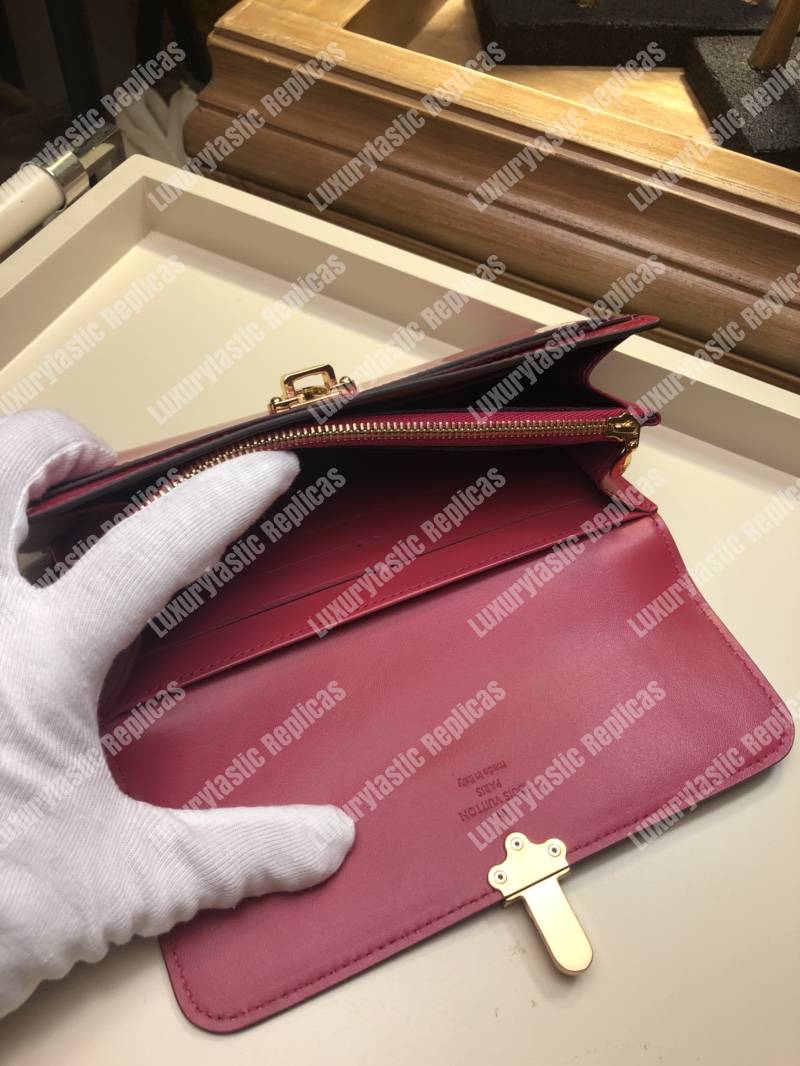 LV Cherrywood Wallet Patent Leather Fuchsia