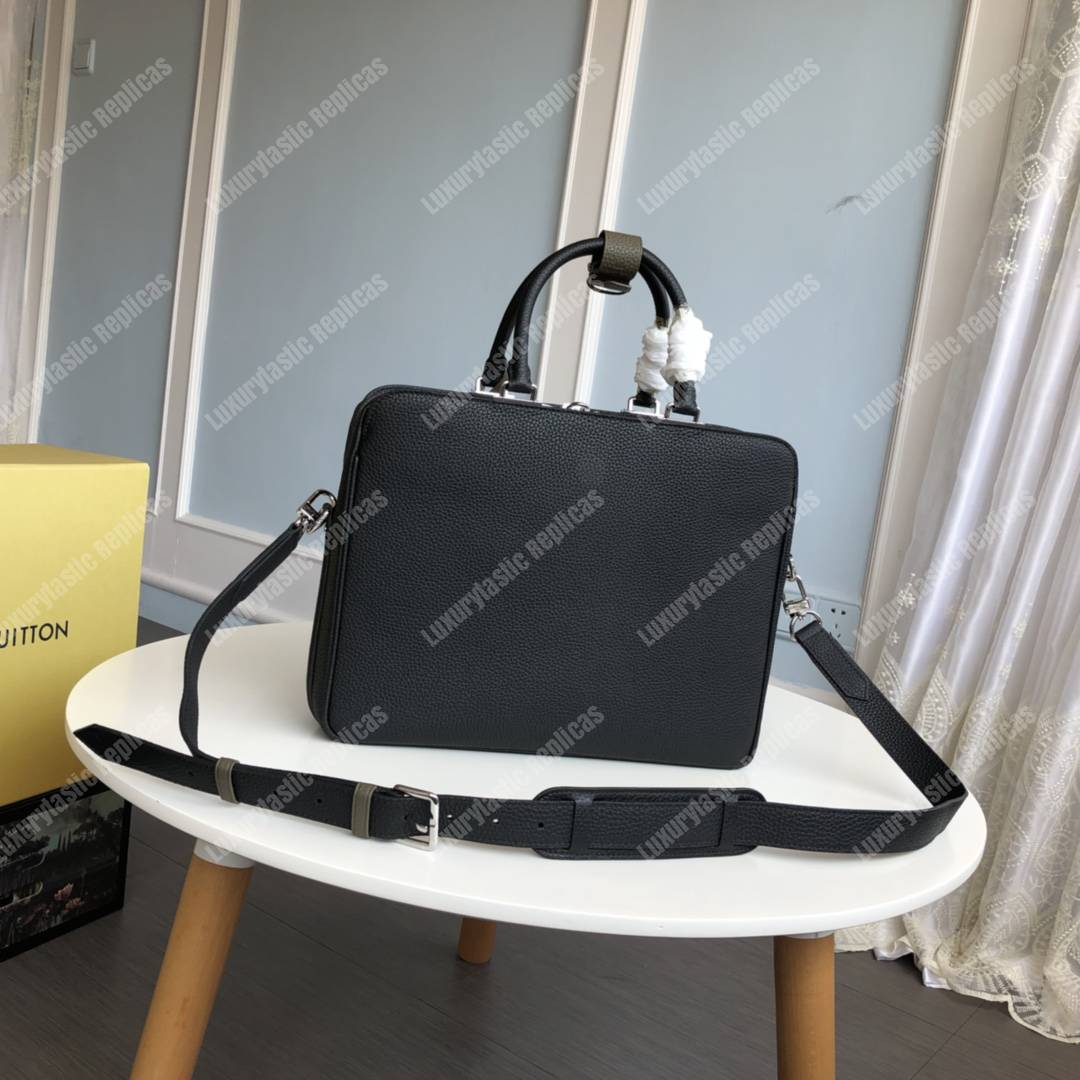 LV Armand Briefcase MM Black/Khaki Green