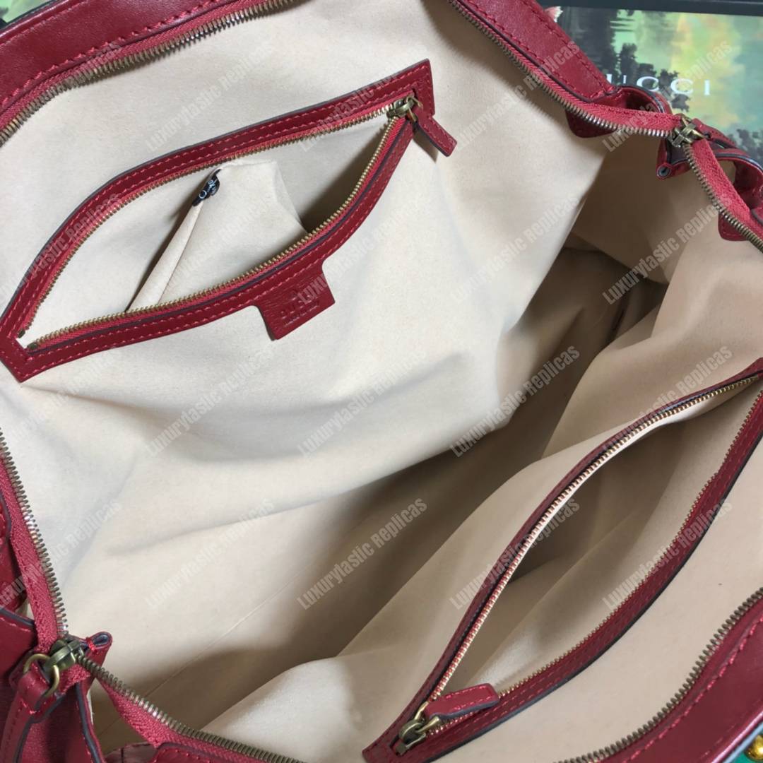 G*u*i re(belle) large top handle tote leather red