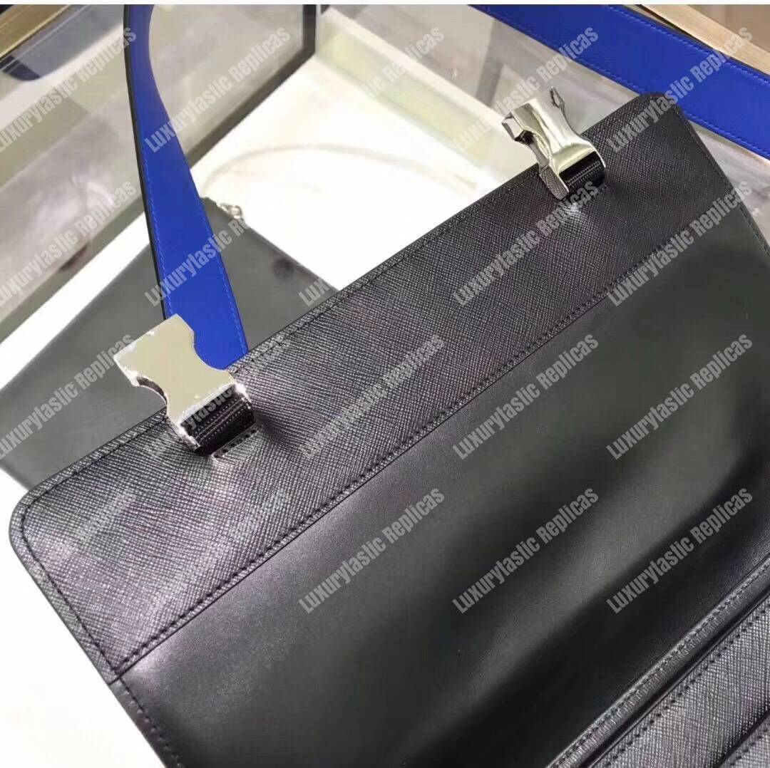 Pra*a saffiano leather shoulder bag blue