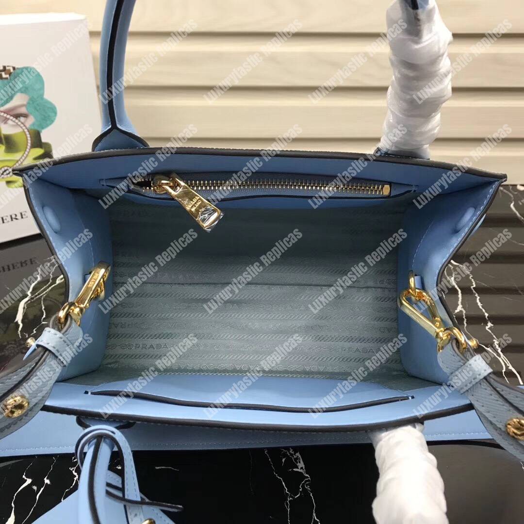 Pra*a monochrome saffiano leather bag light blue