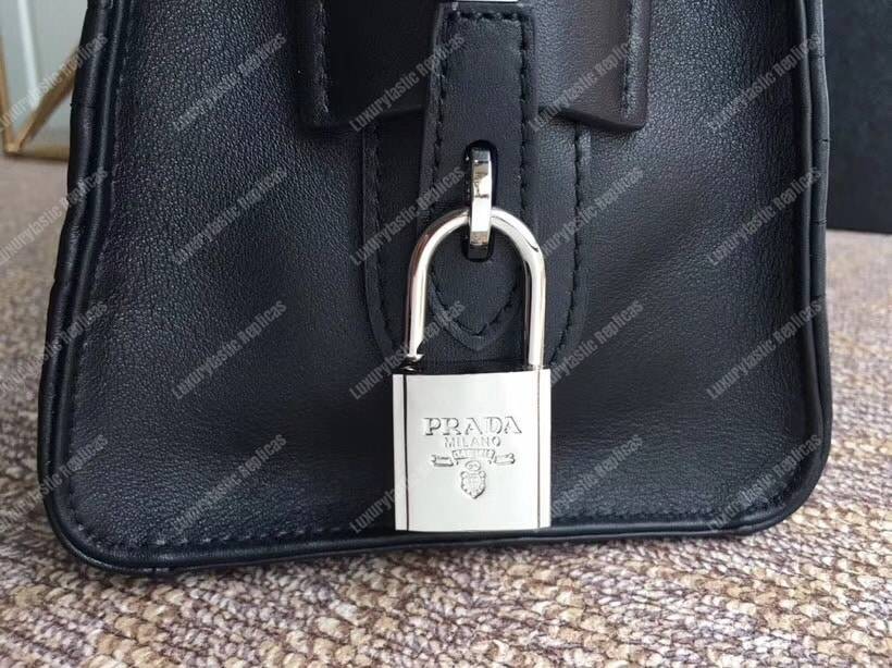 Pra*a diagramme leather handbag black