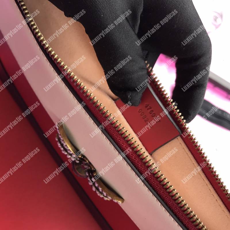 G*u*i bee leather pouch bag white/pink/red