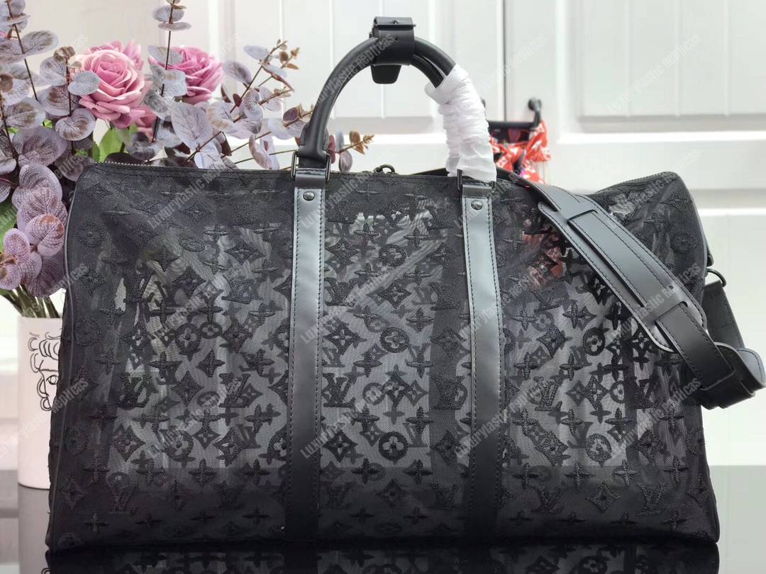 LV Abloh Keepall Bandouliere 50 Mesh Monogram