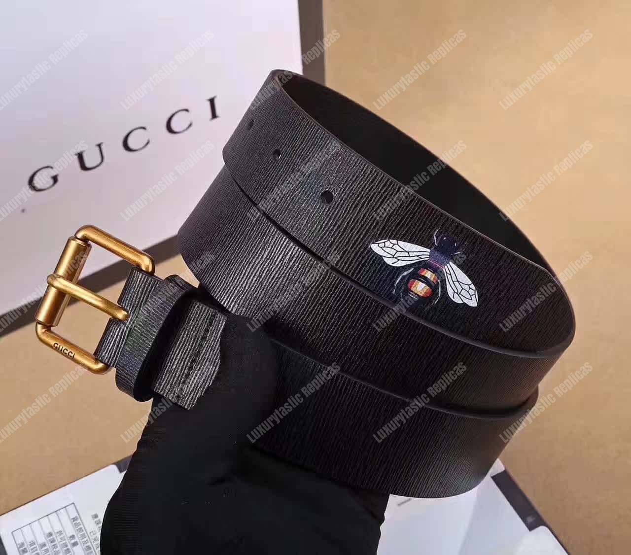 G*u*i leather belt with bee